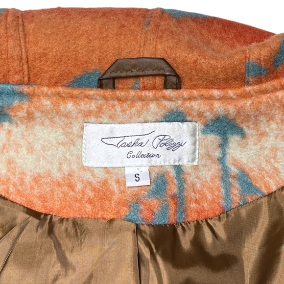 Tasha Polizzi Southwestern Wrap Blanket Coat Size Small Orange Turquoise Aztec - Picture 13 of 16